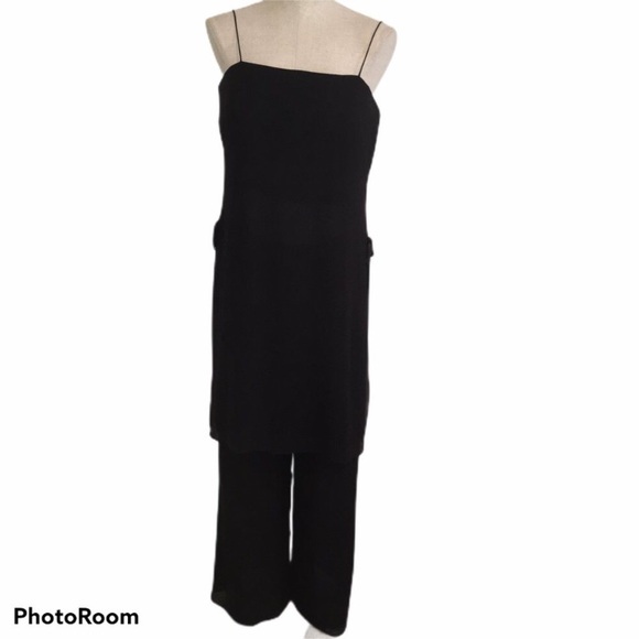 Pentimento 100% Silk Two Piece Set Spaghetti Strap Sheer Dual Layer Side Tie Top - Picture 9 of 16